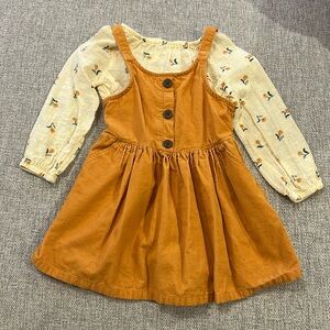 Cat and Jack 2T corduroy jumper with blouse underneath